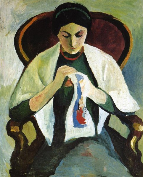 Woman Embroidering in an Armchair: Portrait of the Artist's Wife