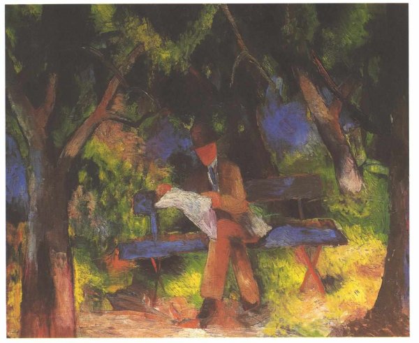 Man Reading in a Park (Lesender Mann im Park)  1914