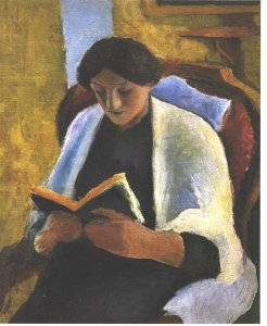 Woman Reading in Red Armchair (Lesende Frau im roten Sessel)