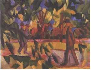 August Macke - Riders and Strollers in the Avenue